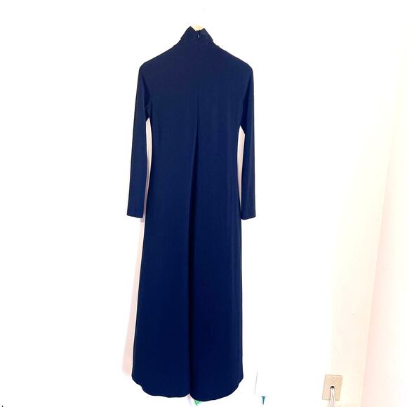 Norma Kamali Maxi Turtleneck Dress Gown Size S Black Stretch Minimalist Luxury - Picture 5 of 13